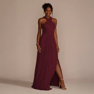 David's zbridal Crisscross High-Neck Mesh Dress